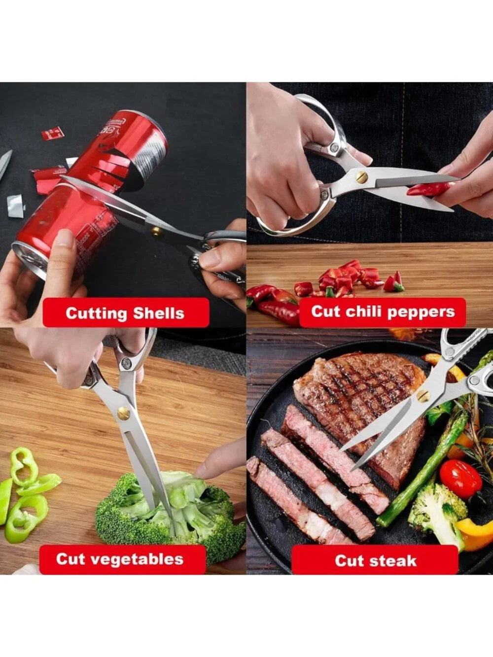 Heavy Duty Kitchen Scissors Set - Professional Stainless Steel Utility Shears